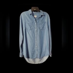 Blue Button-Up Chambray Shirt
